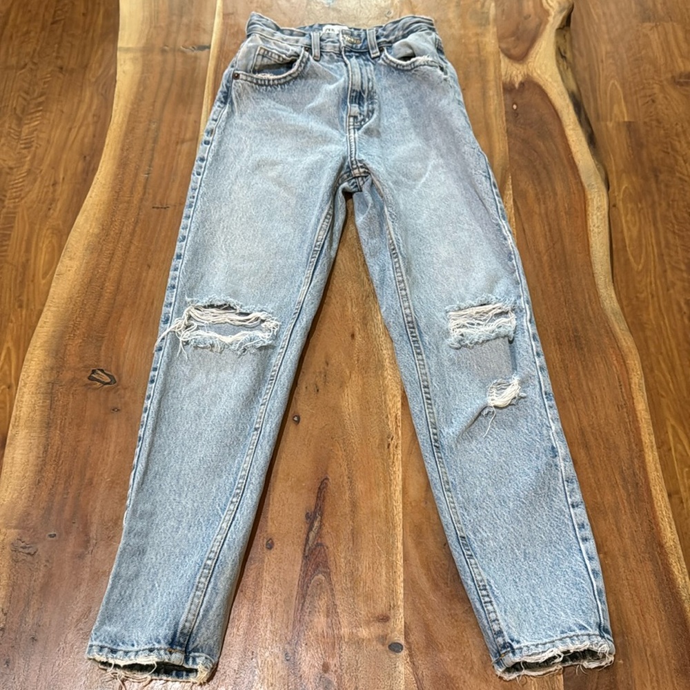 Zara distresses high waisted jeans